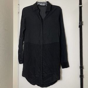 T Alexander Wang black silk long sleeve button down tunic size XS